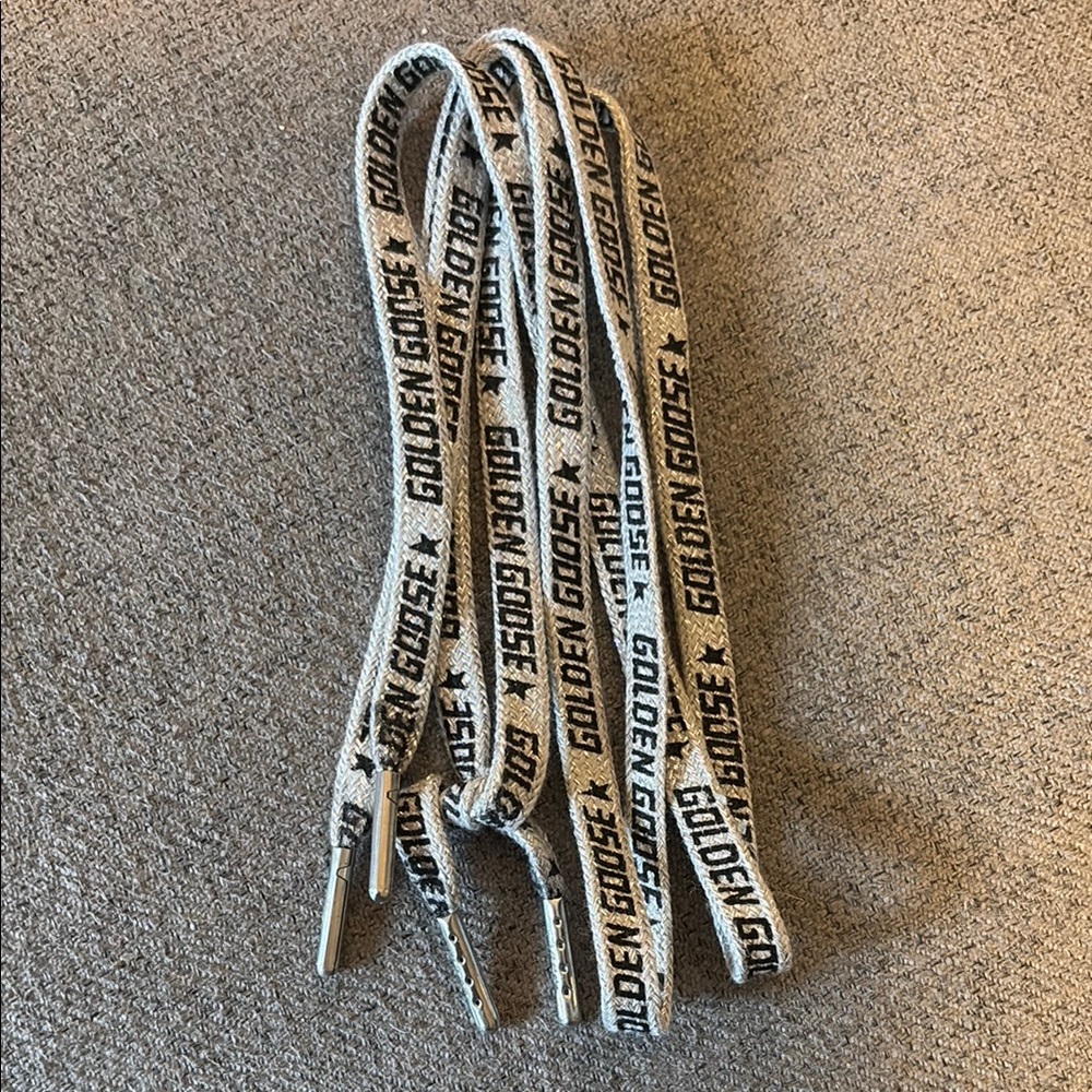 Golden Goose Silver and Black Shimmery Silver Shoelaces